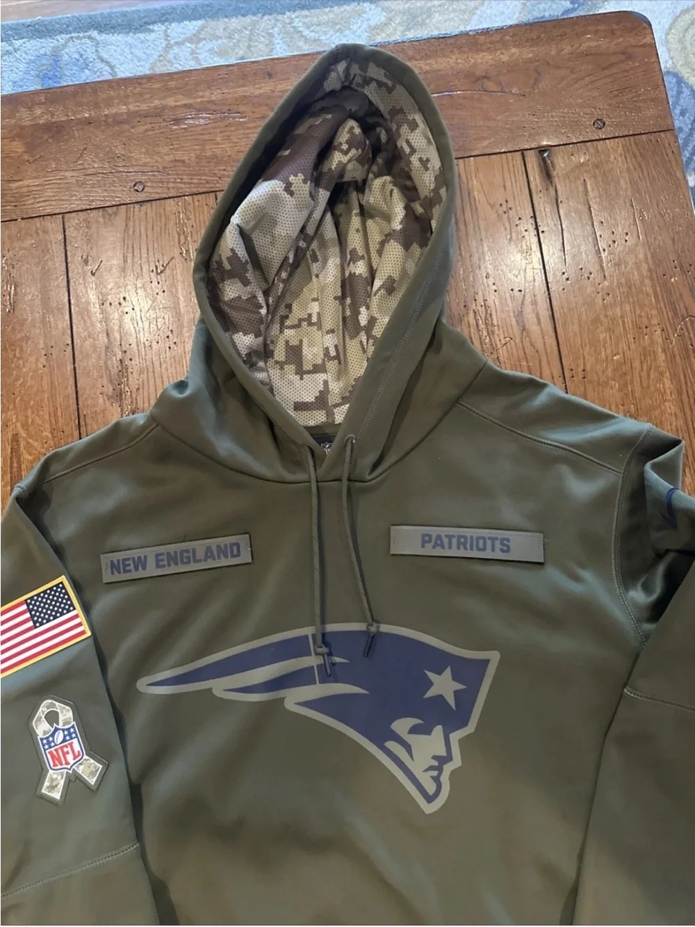 New England Patriots Nike Hoodie Mens XL Olive Salute To Service Military